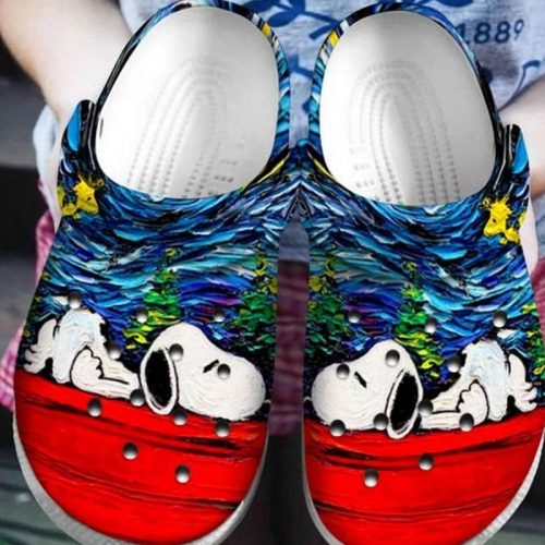 Snoopy Sleeping Clogs-Slippers-Slippers Classic Clogs Shoes In Blue Red
