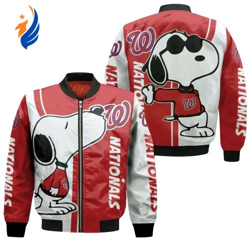 Snoopy Washington Nationals Fleece Bomber Jacket Snoopy Washington Nationals Fleece Bomber Jacket