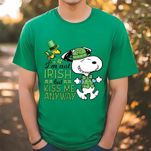 New Design A Charlie Brown Christmas Snoopy White High-sole Clogs St Patricks Day Snoopy I’m Not Irish But Kiss Me Anyway St Patricks T Shirt