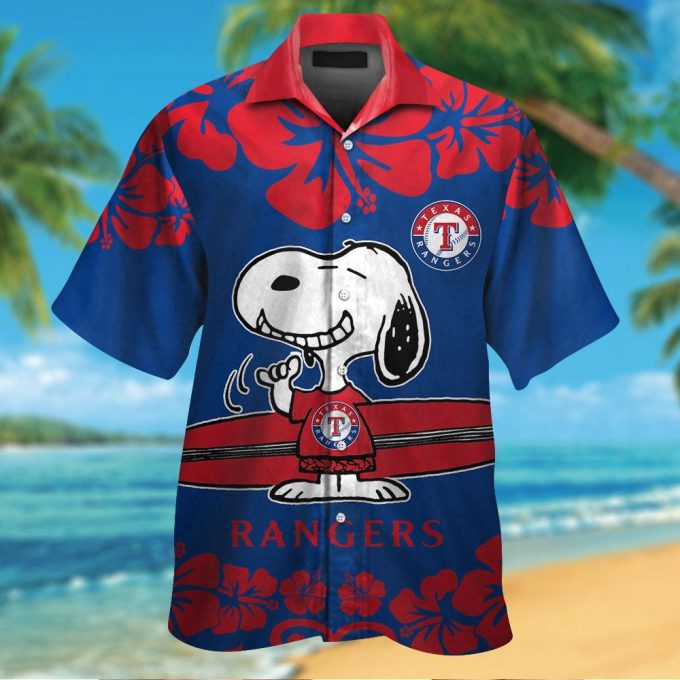 Texas Rangers & Snoopy Hawaiian Shirt: Show Your Team Spirit with this Fun and Stylish Collab!