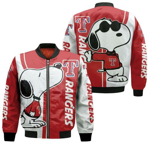 Texas Rangers Snoopy Lover Bomber Jacket Texas Rangers Snoopy Lover Bomber Jacket