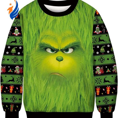 The Grinches Face Ugly Christmas Sweater The Grinches Face Ugly Christmas Sweater