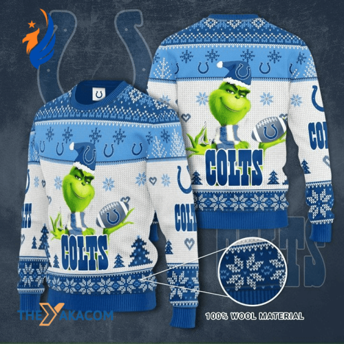 Ugly Christmas Sweater Indianapolis-Colts, The Grinches Blue/White Ugly Christmas Sweater Indianapolis-Colts, The Grinches Blue/White