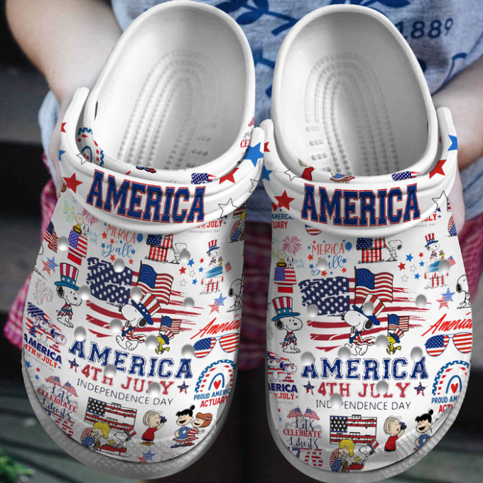 Unique Clogs The 4th Of July America Snoopy Clogs