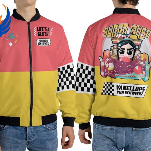 Disney Vanellope Von Schweetz Racing Fleece Bomber Jacket – Perfect Streetwear for Disneyland Family Vacation & Walt Disney World Disney Vanellope Von Schweetz Racing Fleece Bomber Jacket – Perfect Streetwear for Disneyland Family Vacation & Walt Disney World