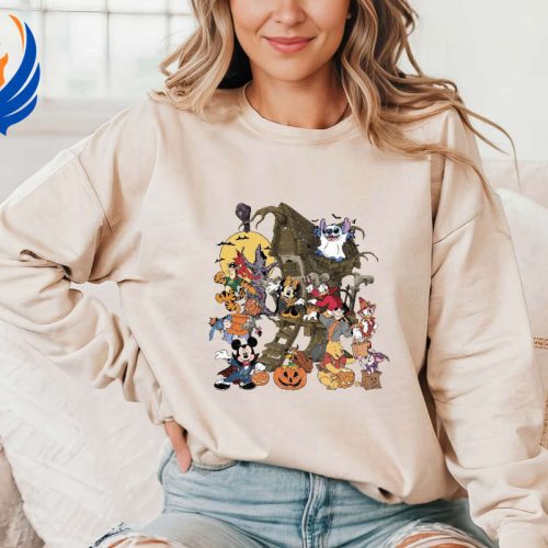 Vintage Disney Characters Horror Park Shirt Halloween Mickey Friends Stitch Pooh Treehouse Retro Halloween Sweatshirt Vintage Disney Characters Horror Park Shirt Halloween Mickey Friends Stitch Pooh Treehouse Retro Halloween Sweatshirt