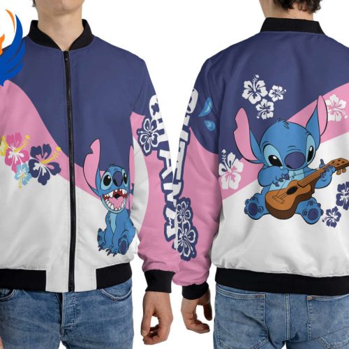 Vintage Stitch Guitar Fleece Bomber Jacket – Disney Streetwear for Disneyland Family Trip & Birthday Gift Vintage Stitch Guitar Fleece Bomber Jacket – Disney Streetwear for Disneyland Family Trip & Birthday Gift
