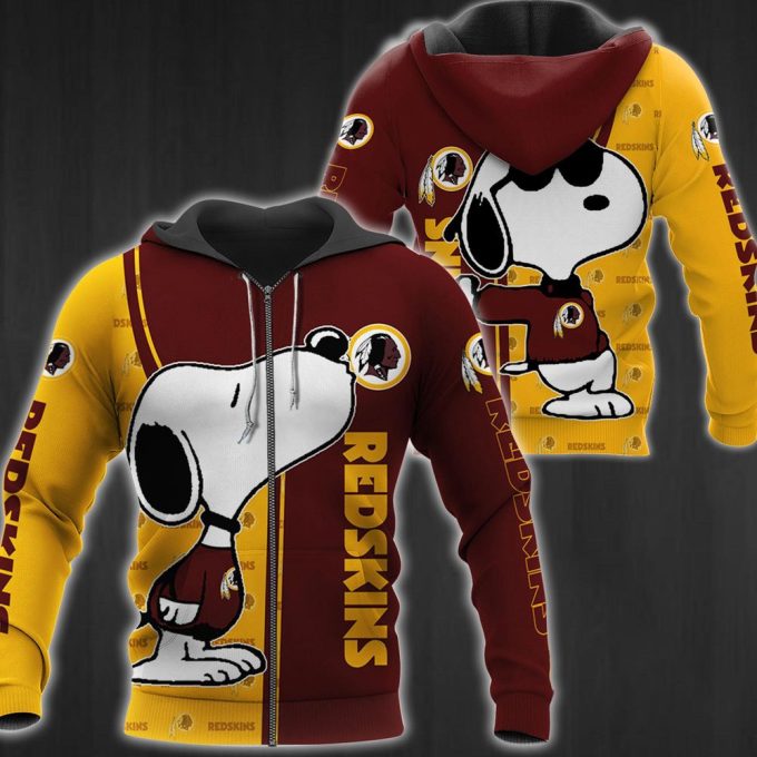 Washington Redskins NFL Snoopy 3d All Over Printed Hoodie