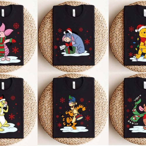 Christmas Shirt Collection: Winnie the Pooh Eeyore Tigger & Piglet Characters Christmas Shirt Collection: Winnie the Pooh Eeyore Tigger & Piglet Characters