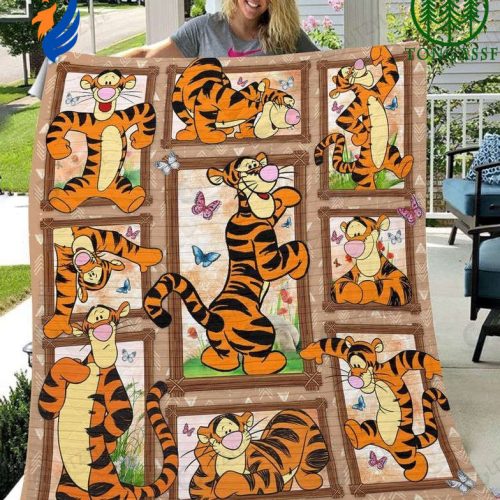 Cheerful Winnie the Pooh Characters Christmas Shirts: Pooh Eeyore Tigger & Piglet Winnie The Pooh Quilt Blanket For Fans Home Decor Gift