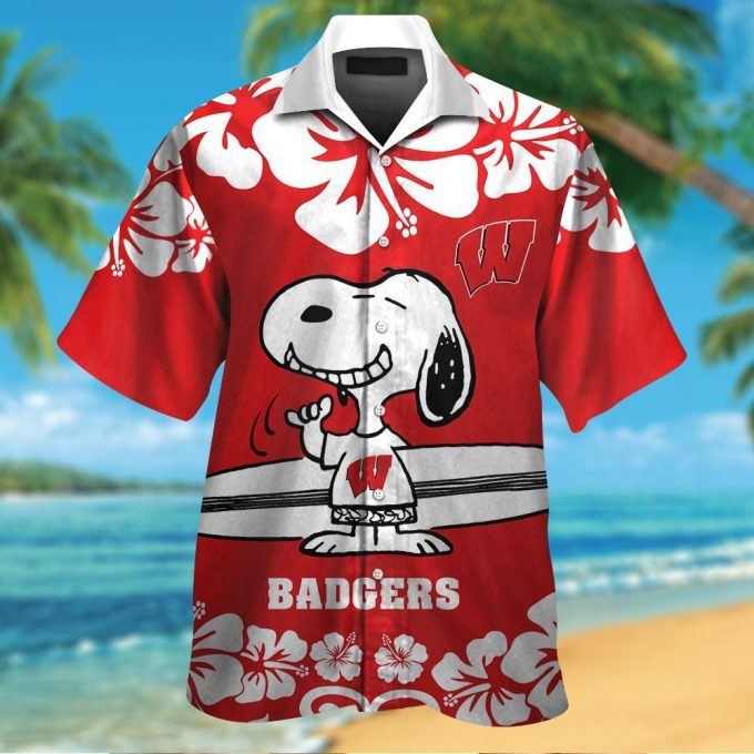 Stylish Wisconsin Badgers & Snoopy Hawaiian Shirt #2 – Perfect for Fans and Peanuts Enthusiasts!
