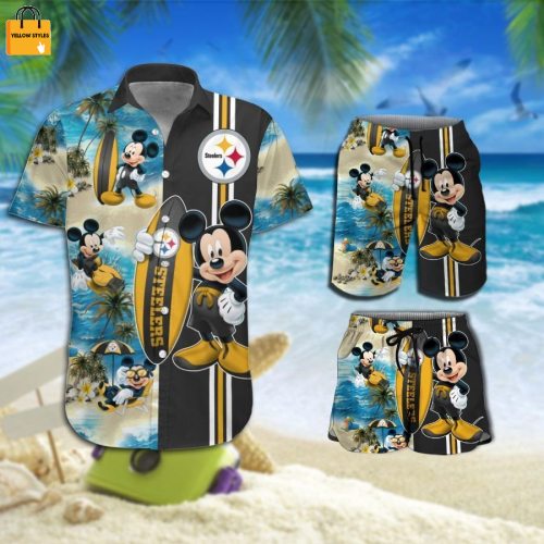 Pittsburgh Steelers Mickey Mouse Hawaiian Shirt Beach Short – Perfect Fan Gear for Summer Fun!