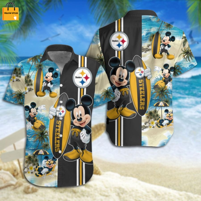 Pittsburgh Steelers Mickey Mouse Hawaiian Shirt Beach Short – Perfect Fan Gear for Summer Fun!