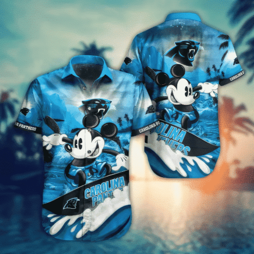 Shop the Trendy NFL Carolina Panthers Hawaiian Shirt – Mickey All Over Print for a Stylish Summer Look!