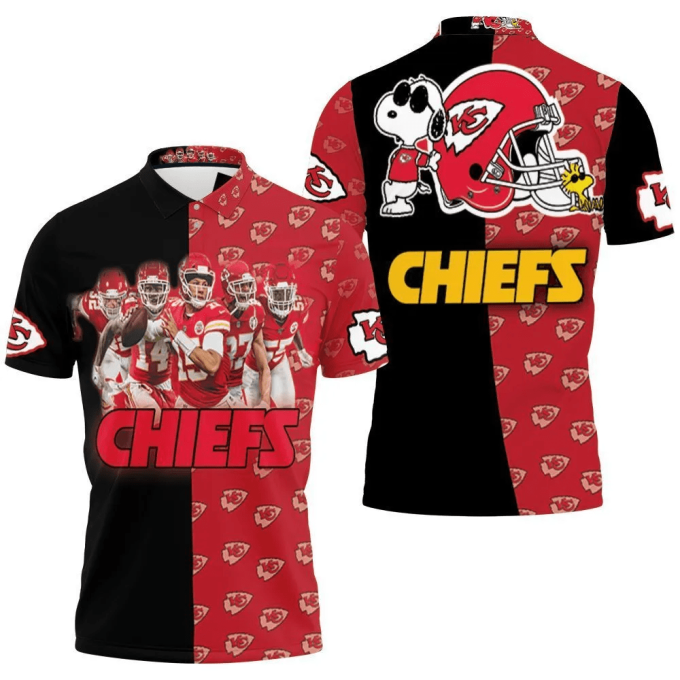 Mens & Womens Kansas City Chiefs Afc West Division Champions 2021 Super Bowl Snoopy Fan 3D Polo Shirt