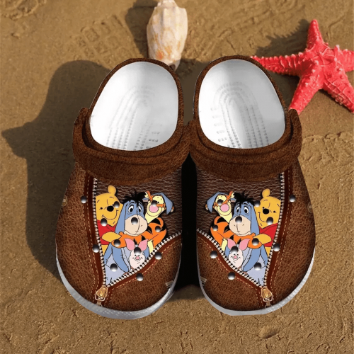 Winnie-The-Pooh Leatherette Brown Unisex Classic Clogs For Fans Unisex Gifts 2024
