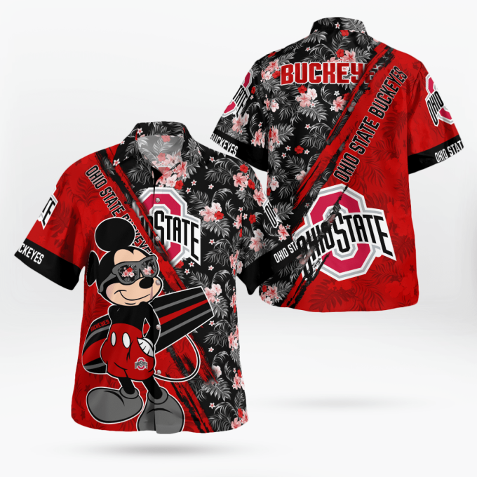 Shop the Ohio State Buckeyes Mickey Mouse Floral Shirt – Short Sleeve Hawaiian Style Shop the Ohio State Buckeyes Mickey Mouse Floral Shirt – Short Sleeve Hawaiian Style