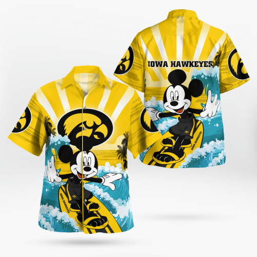 Iowa Hawkeyes and Mickey Mouse Hawaii Shirt: Show Your Team Spirit with a Touch of Disney Magic!