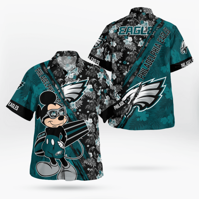 Get Game Day Ready with the Philadelphia Eagles Mickey Mouse Floral Hawaii Shirt Get Game Day Ready with the Philadelphia Eagles Mickey Mouse Floral Hawaii Shirt