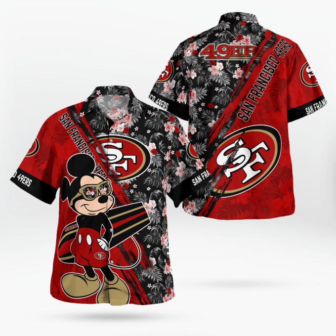 San Francisco 49ers Mickey Mouse Floral Shirt: Short Sleeve Hawaii Style