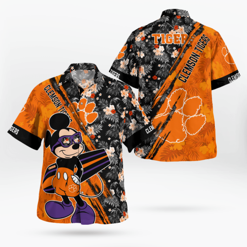 Clemson Tigers Mickey Mouse Floral Shirt – Stylish & Vibrant Short Sleeve Hawaii Design