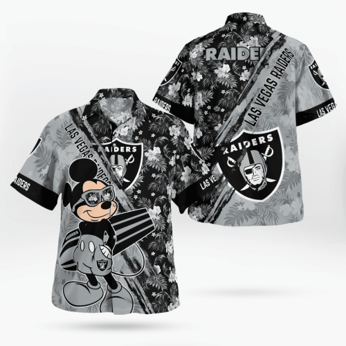 Shop the Las Vegas Raiders Mickey Mouse Floral Hawaii Shirt – Perfect for Game Day with a Touch of Disney Magic!