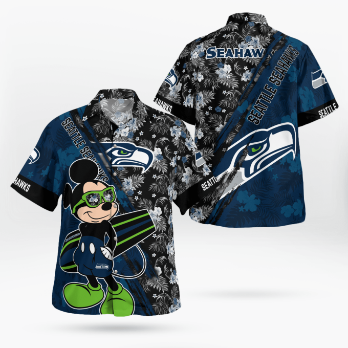 Seattle Seahawks Mickey Mouse Floral Shirt – Short Sleeve Hawaiian Style Official NFL Merchandise Seattle Seahawks Mickey Mouse Floral Shirt – Short Sleeve Hawaiian Style Official NFL Merchandise
