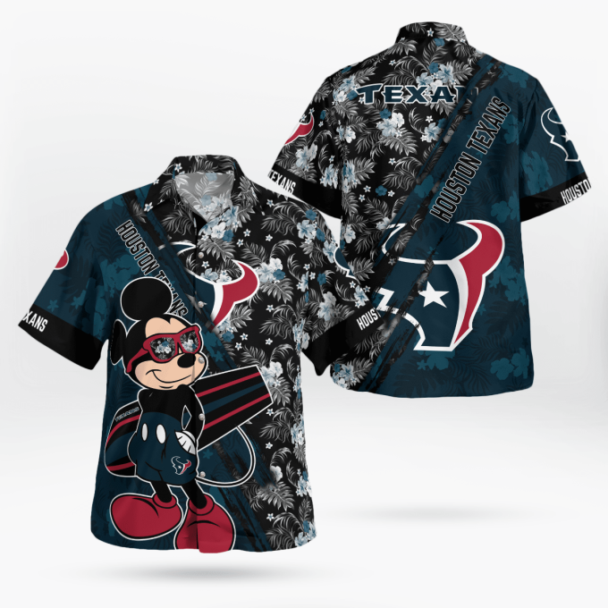 Houston Texans Mickey Mouse Floral Shirt: Stylish Short Sleeve Hawaii Top for NFL Fans Houston Texans Mickey Mouse Floral Shirt: Stylish Short Sleeve Hawaii Top for NFL Fans