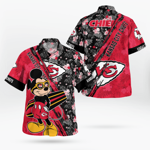 Stylish Kansas City Chiefs Mickey Mouse Floral Shirt: Short Sleeve Hawaii Design