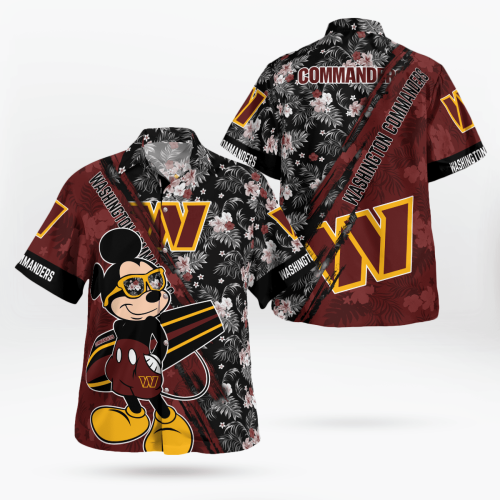 Stylish Washington Commanders Mickey Mouse Floral Shirt – Short Sleeve Hawaii Design