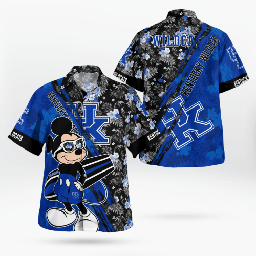 Kentucky Wildcats Mickey Mouse Floral Shirt – Short Sleeve Hawaii Style