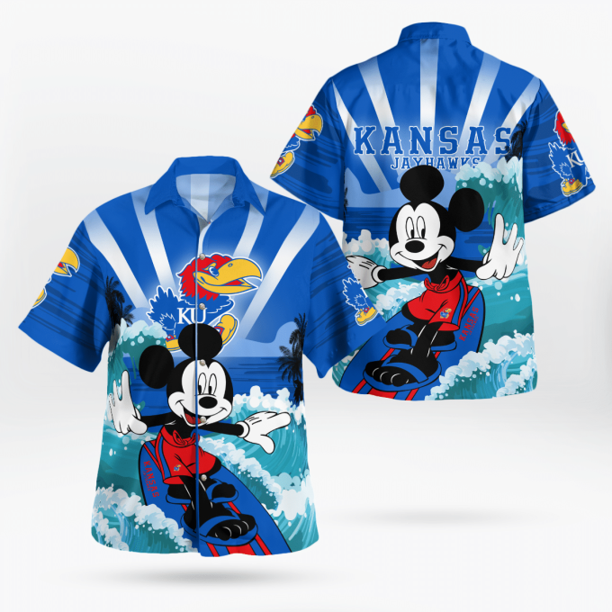 Kansas Jayhawks and Mickey Mouse Hawaii Shirt: A Winning Blend of Team Spirit and Disney Magic!