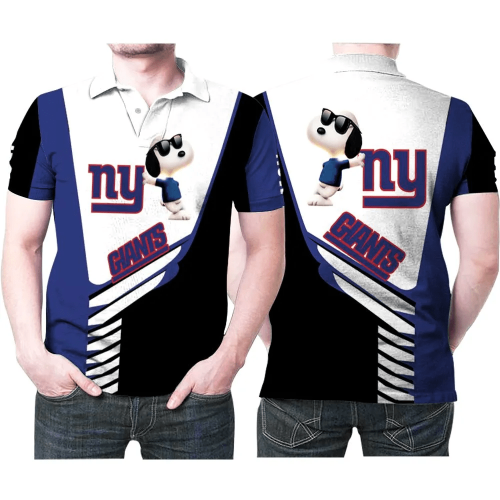 Mens & Womens Snoopy Leans On New York Giants Logo 3D All Over Print Polo Shirt