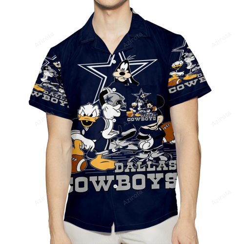 Dallas Cowboys Mickey Donald Goofy 3D Print Hawaiian Shirt: Summer Beachwear with Pocket Dallas Cowboys Mickey Donald Goofy 3D Print Hawaiian Shirt: Summer Beachwear with Pocket