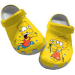 Bart Simpsons And Cute Lisa Simpson Yellow Clogs Shoes For Kids And Adults Bart Simpsons And Cute Lisa Simpson Yellow Clogs Shoes For Kids And Adults