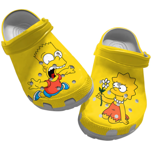 Bart Simpsons And Cute Lisa Simpson Yellow Clogs Shoes For Kids And Adults
