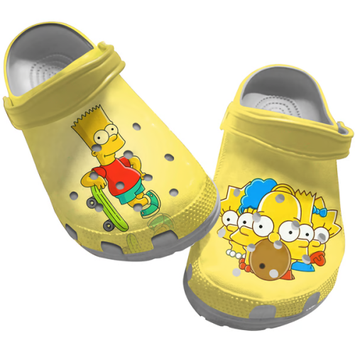 Bart Simpsons Skateboarding  Clogs Shoes For Kids And Adults