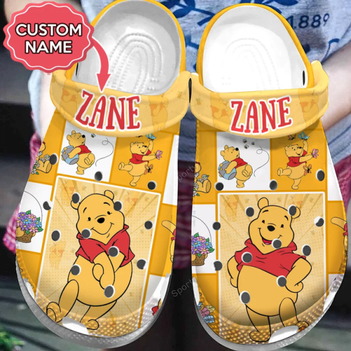 Personalized Happy Winnie The Pooh Cartoon Clogs For Kids And Adults