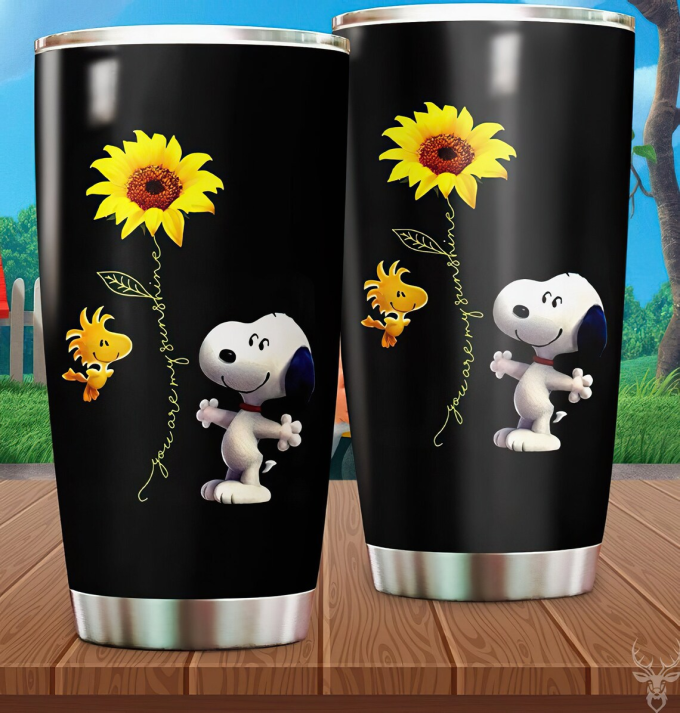 Adorable Snoopy And Woodstock Sunflower Stainless Steel Tumbler Adorable Snoopy And Woodstock Sunflower Stainless Steel Tumbler