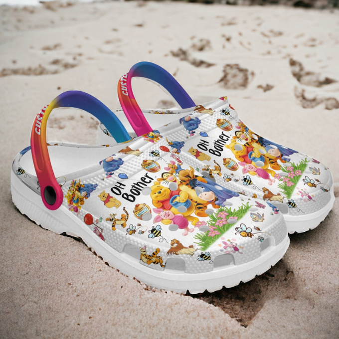 Personalized Winnie The Pooh Colorful Clogs  For Kids & Adults