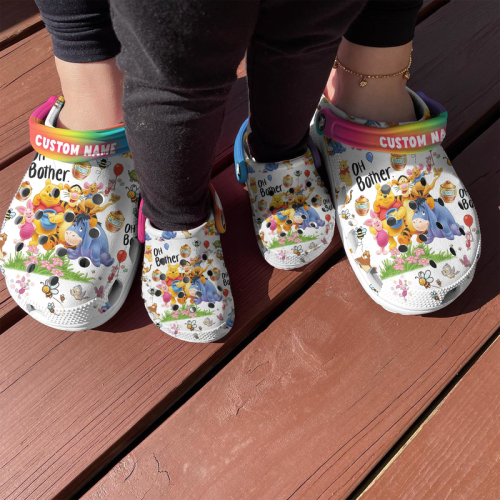 Personalized Winnie The Pooh Colorful Clogs  For Kids & Adults
