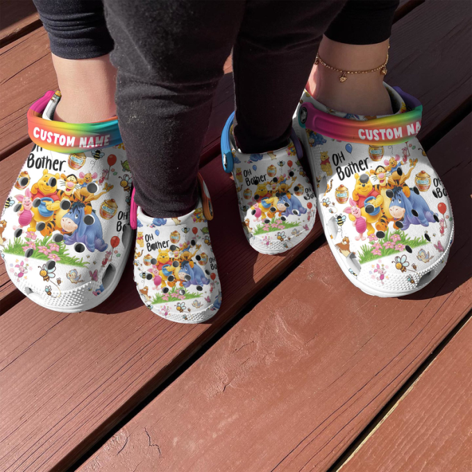 Personalized Winnie The Pooh Colorful Clogs  For Kids & Adults