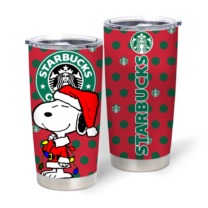 Santa Claus Snoopy Cute Red Stainless Steel Tumbler, 20oz