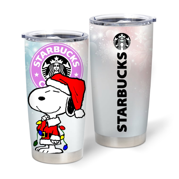 Beautiful Design Cute Snoopy Starbucks Coffee Stainless Steel Tumbler, 20oz