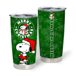 Merry Christmas Cute Snoopy Green Stainless Steel Tumbler, 20oz Merry Christmas Cute Snoopy Green Stainless Steel Tumbler, 20oz
