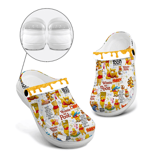 Water-proof Winnie The Pooh White High-sole Clogs