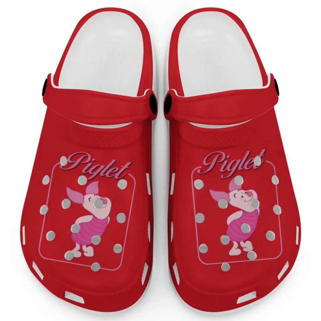 Graceful Piglet Winnie The Pooh Red Clogs For Kids And Adults Graceful Piglet Winnie The Pooh Red Clogs For Kids And Adults