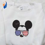America Mickey Mouse Embroidered Shirt: Patriotic Disney Tee with Glasses Best Patriotic Shirts America Mickey Mouse Embroidered Shirt: Patriotic Disney Tee with Glasses Best Patriotic Shirts