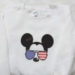 America Mickey Mouse Embroidered Shirt: Patriotic Disney Tee with Glasses Best Patriotic Shirts America Mickey Mouse Embroidered Shirt: Patriotic Disney Tee with Glasses Best Patriotic Shirts