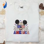 Mickey Wears Glasses Embroidered Shirt Patriotic Disney Apparel Mickey Wears Glasses Embroidered Shirt Patriotic Disney Apparel
